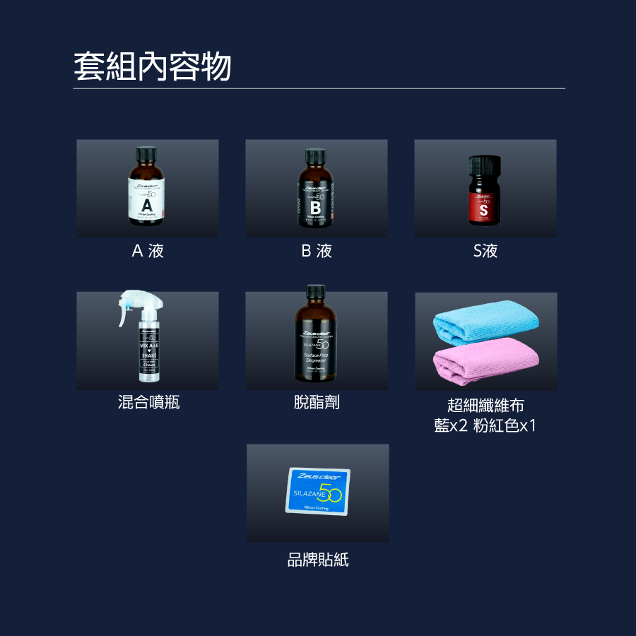 [單層鍍膜 | 3 年時效 | 9H 硬度] 車用頂級陶瓷鍍膜 SILAZANE50 - 希麗讃50 單層入門套組